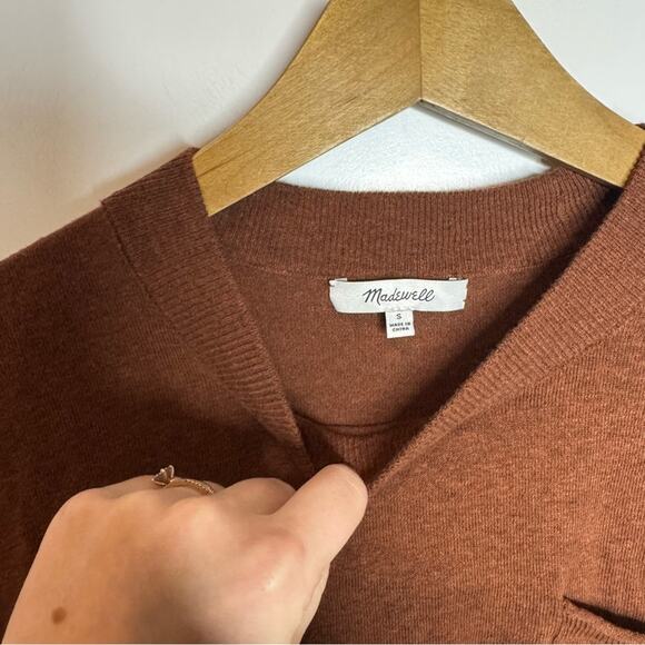 Madewell Lightweight Linen Blend Chest Pocket Knit Sweater Size Small - Picture 3 of 6
